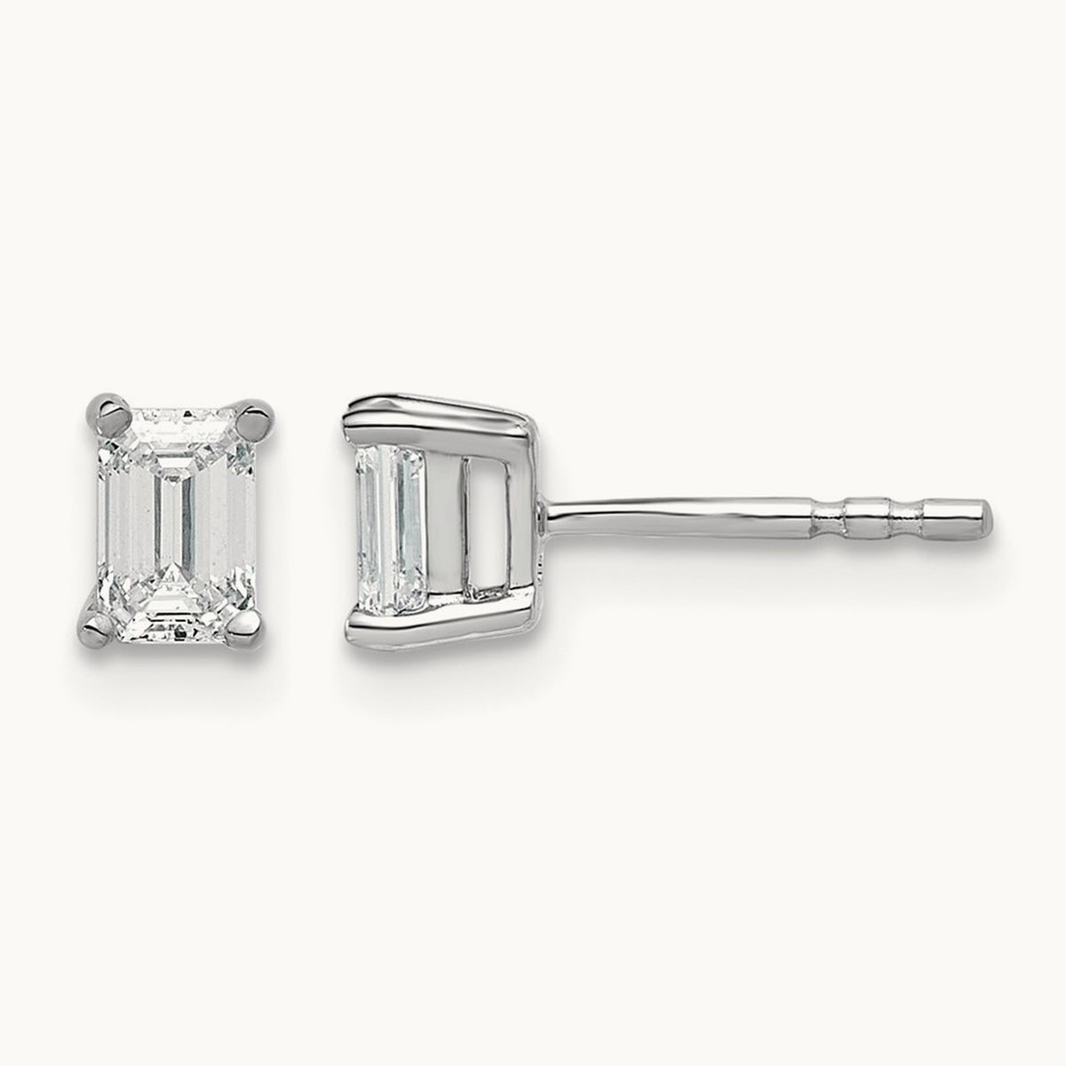 4.5x3.3mm Emerald Earring Mountings — 14K White Gold