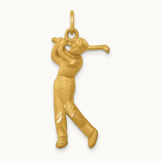 Male Golfer Charm, 14K