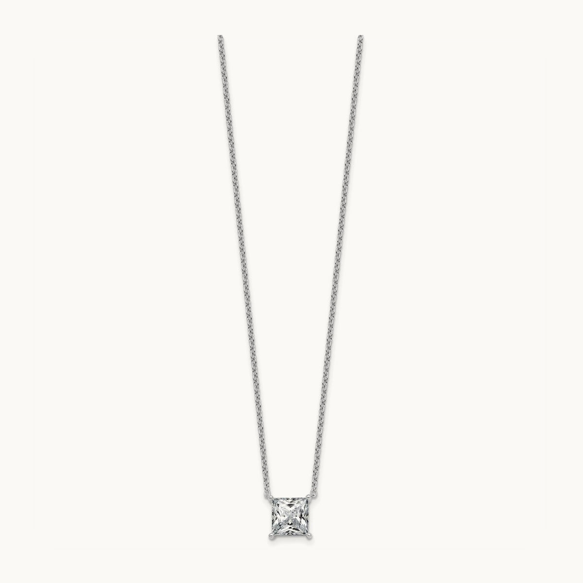 Princess Pendant Necklace, 0.25-4.00 ct tw Lab-Grown Diamond — 3 ct, 14K White Gold