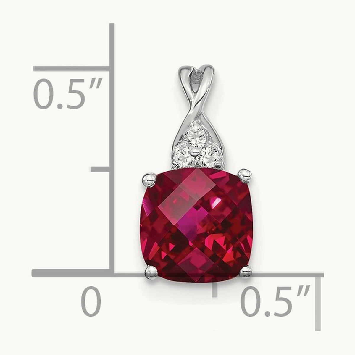 Checkerboard Created Ruby and Lab-Grown Diamond Pendant — 14K White Gold