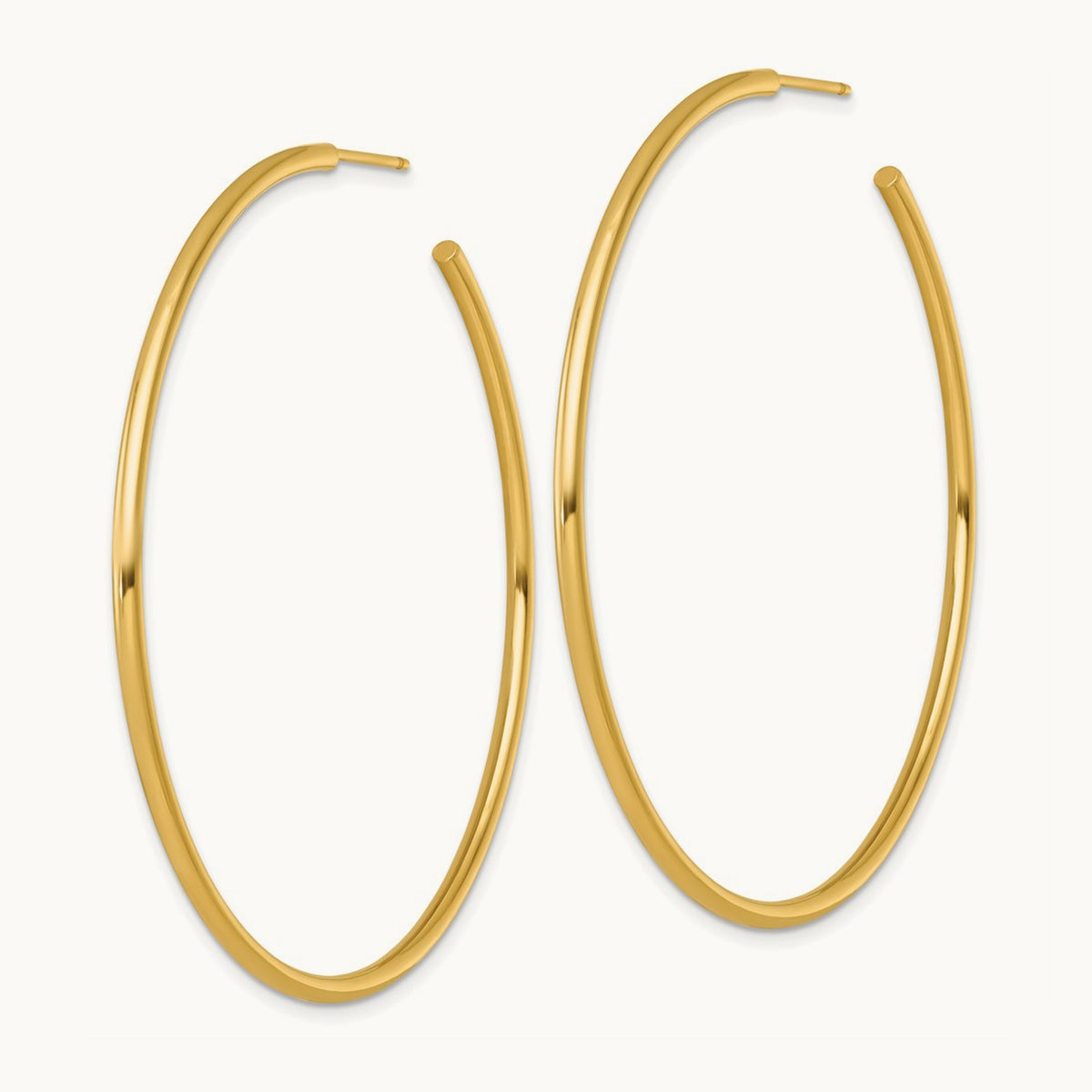 2.0 x Polished Post Hoop Earrings, 60mm, 14K
