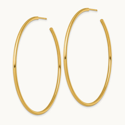 2.0 x Polished Post Hoop Earrings, 60mm, 14K