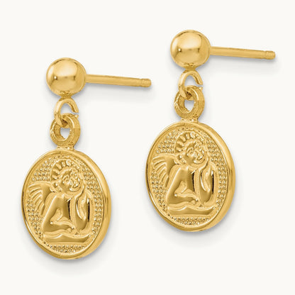 Polished Raphael Angel Earrings, 14K