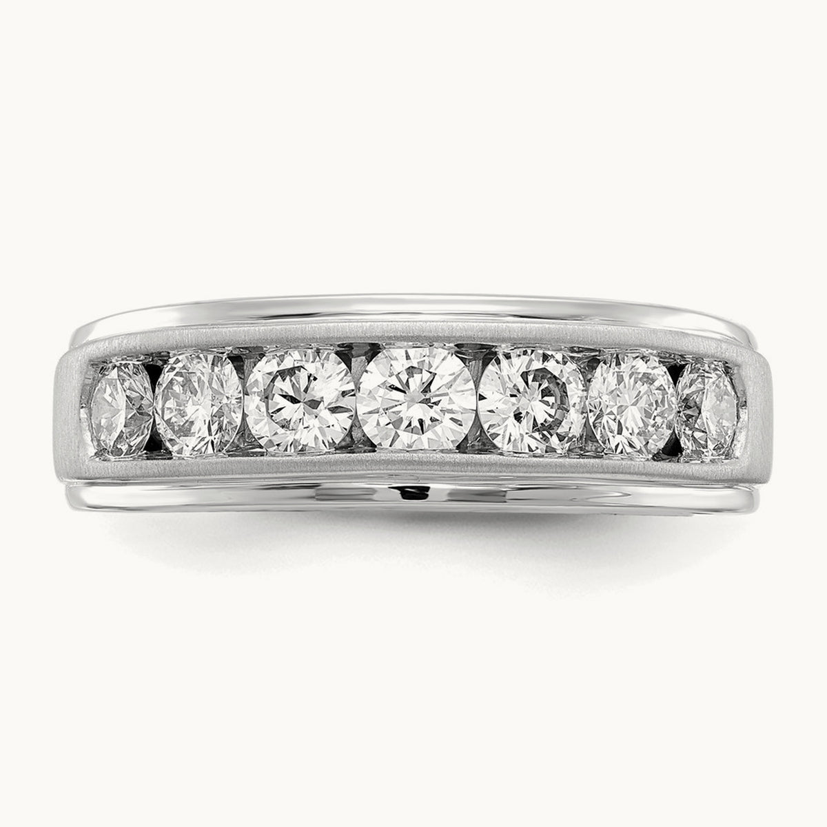 7 Stone Men's Ring, 1.50 ct tw Lab-Grown Diamond — 10K White Gold