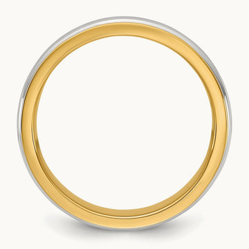 Y/W Single Banded Wedding Band, 7mm, 14K Two-tone