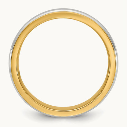 Y/W Single Banded Wedding Band, 7mm, 14K Two-tone