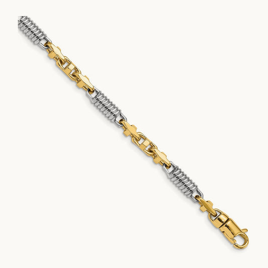 Hand-polished Fancy Link Bracelet, 4.6mm, 14K Two-tone
