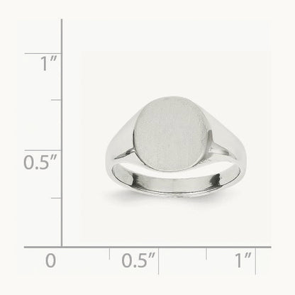 10.5x10. Closed Back Signet Ring, 5mm, 14K White Gold