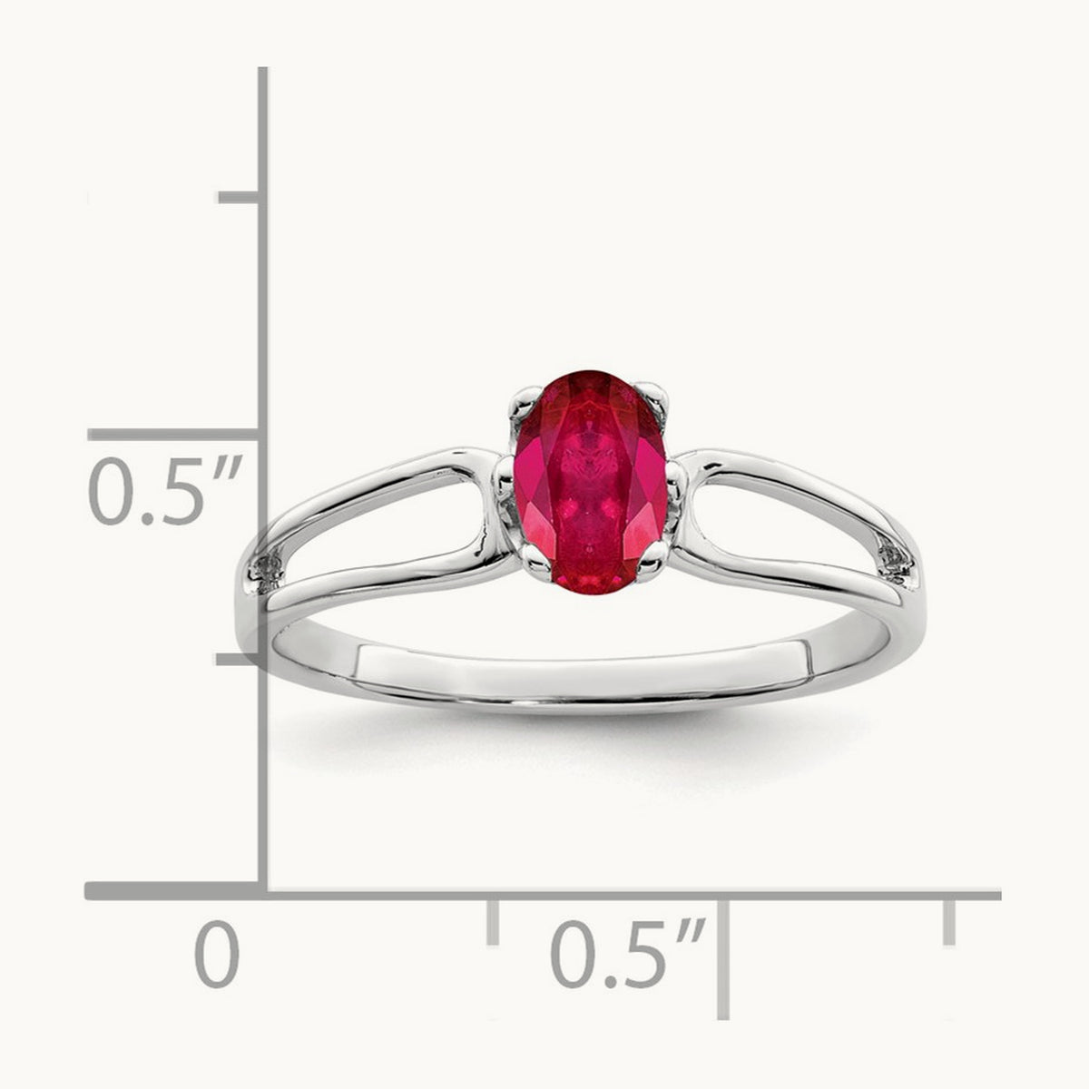 6x4mm Oval Ruby ring, 14K White Gold