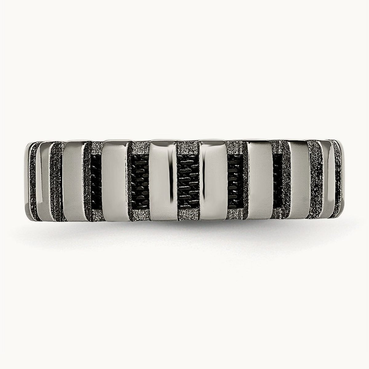 Polished w/Black IP-plated Wire Band, 6mm, Titanium