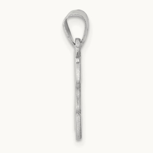 White Gold Script Letter H Initial Pendant, 14K White Gold