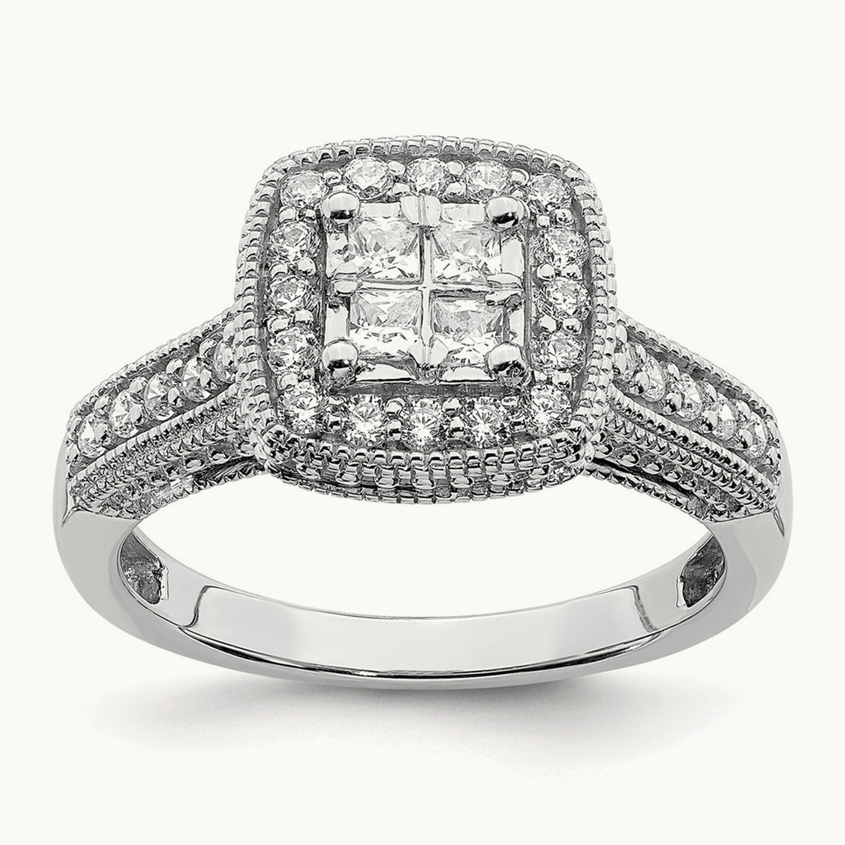 Diamond Cluster Complete Engagement Ring — photo set