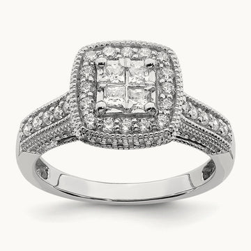 Diamond Cluster Complete Engagement Ring — photo set