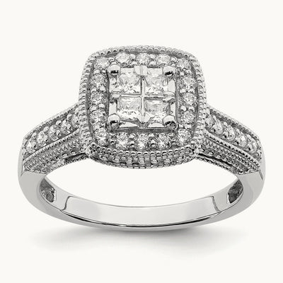 Diamond Cluster Complete Engagement Ring — photo set