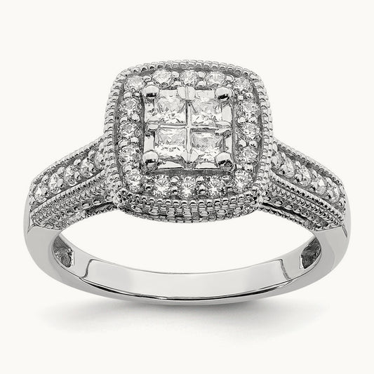 Diamond Cluster Complete Engagement Ring — photo set
