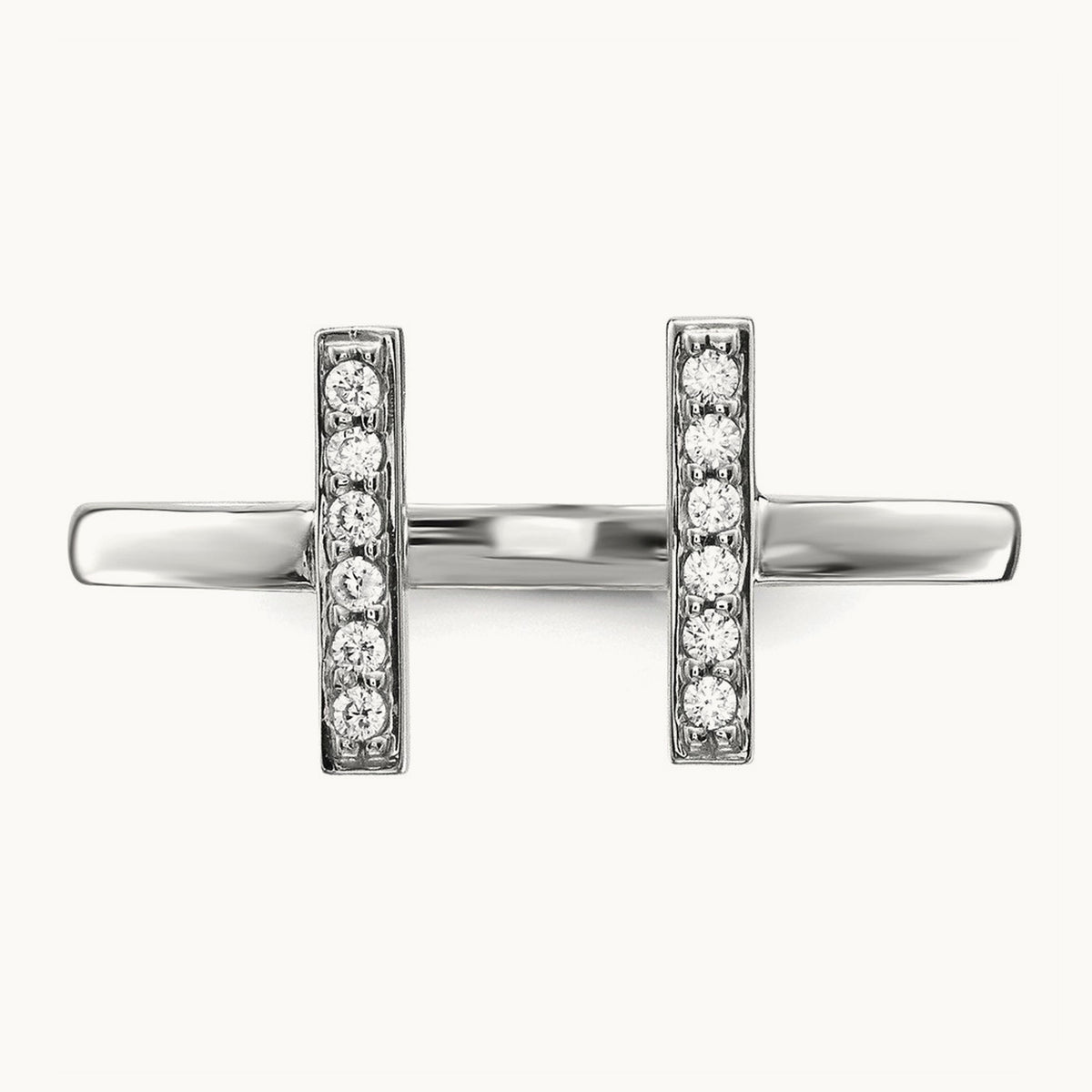 Diamond Double Bar Ring, 14K White Gold