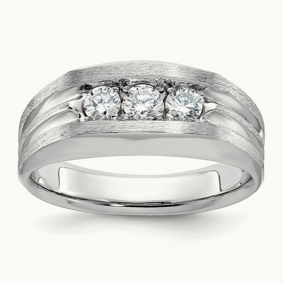3 Stone Men's Ring, 0.50 ct tw Lab-Grown Diamond