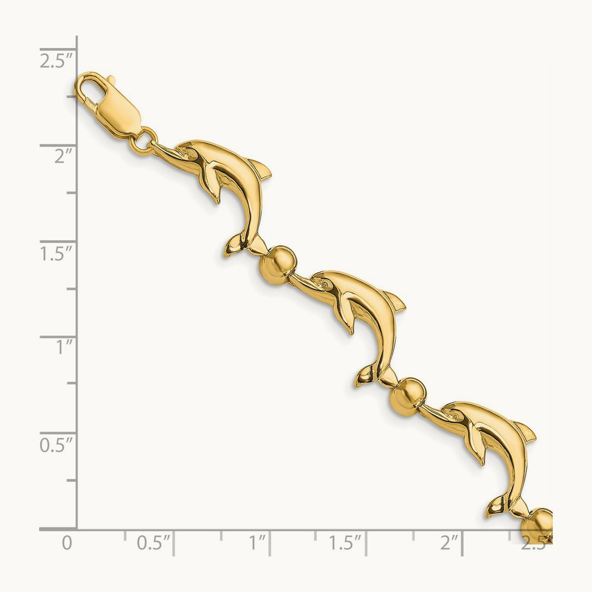 Polished Dolphin Bracelet, 14K