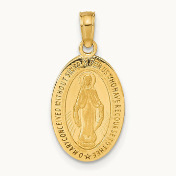 Miraculous Medal Pendant — 14K Yellow Gold, 21.25mm