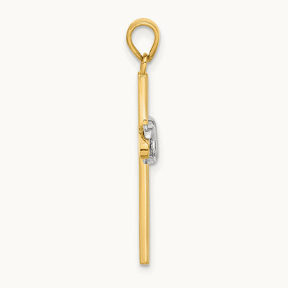 Polished Infinity Cross Pendant, 14K Two-tone