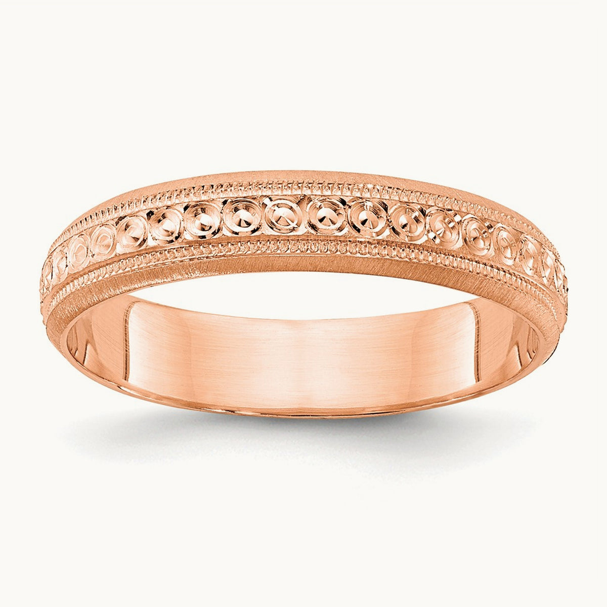 Design Etched Wedding Band — 14K Rose Gold, 3mm