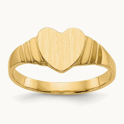 Satin Children's Heart Signet Ring, 14K