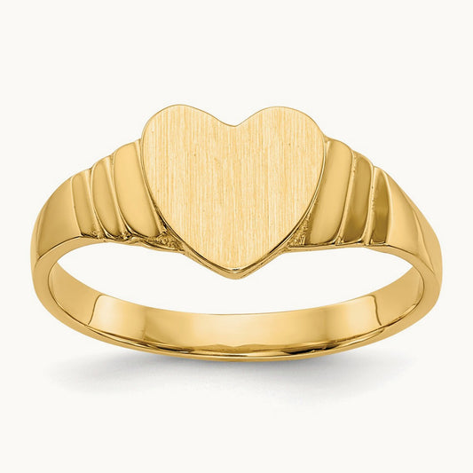 Satin Children's Heart Signet Ring, 14K