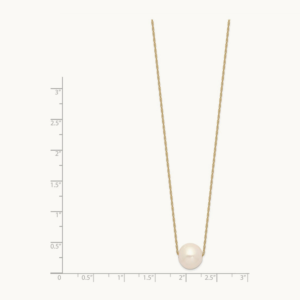 10- White Semi-Round Freshwater Cultured Pearl 17 in Cable Necklace, 11mm, 14K