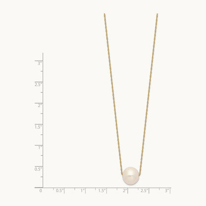 10- White Semi-Round Freshwater Cultured Pearl 17 in Cable Necklace, 11mm, 14K