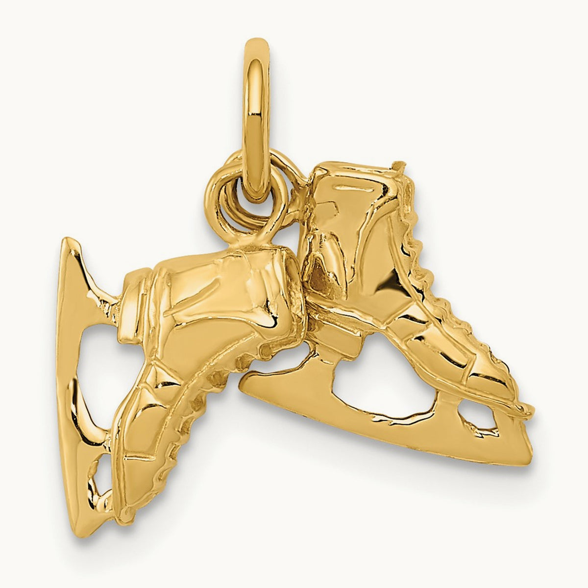 3-D PAIR Of Ice Skates Charm, 14K