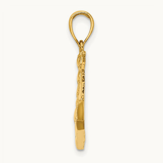 2-D Polished Sailing Ship Charm, 14K