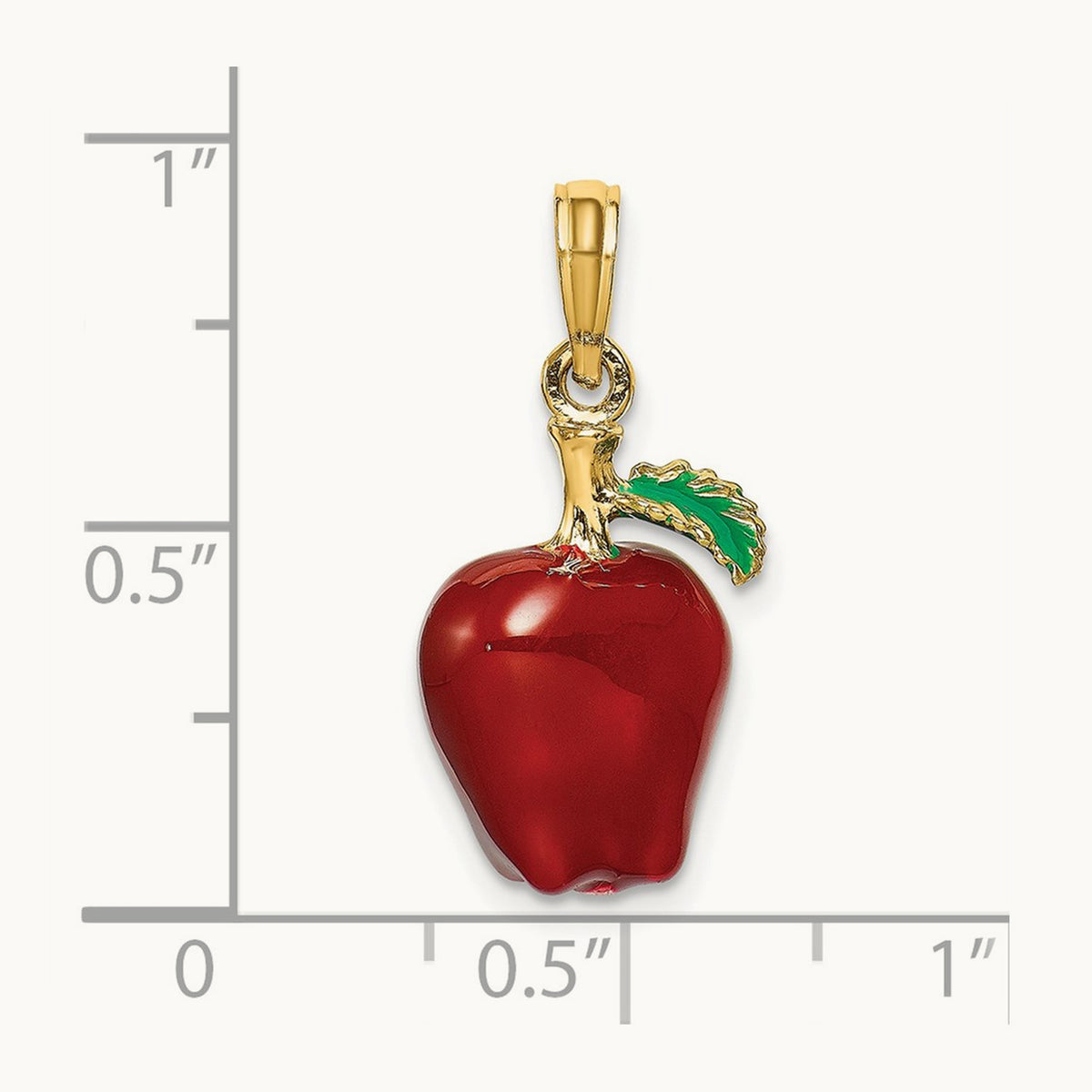w/ Enamel 3-D Red Delicious Apple Charm, 14K