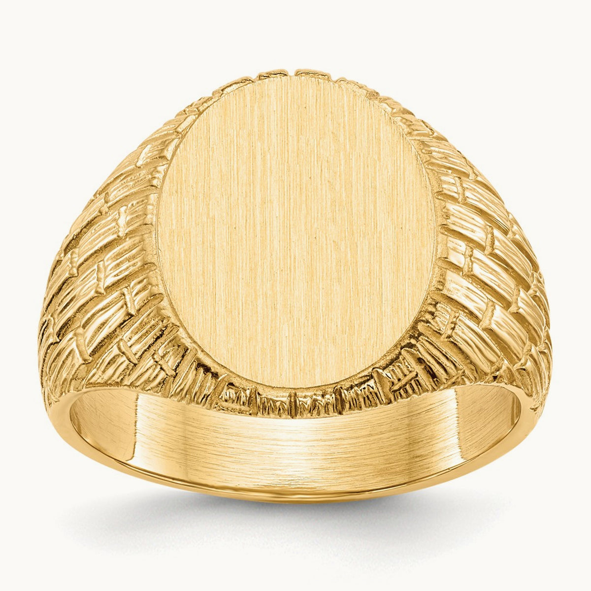 12.0x15. Closed Back Mens Signet Ring, 0mm, 14K