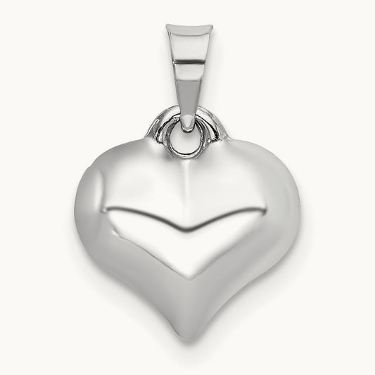 3-D Puffed Heart Pendant, 14K White