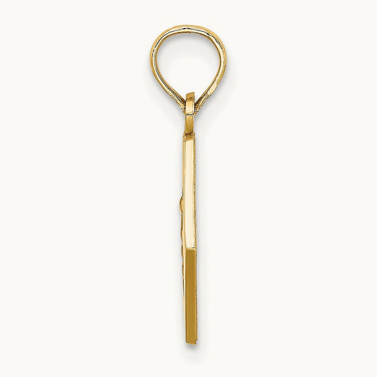 Caduceus Textured Back Medical Charm, 14K