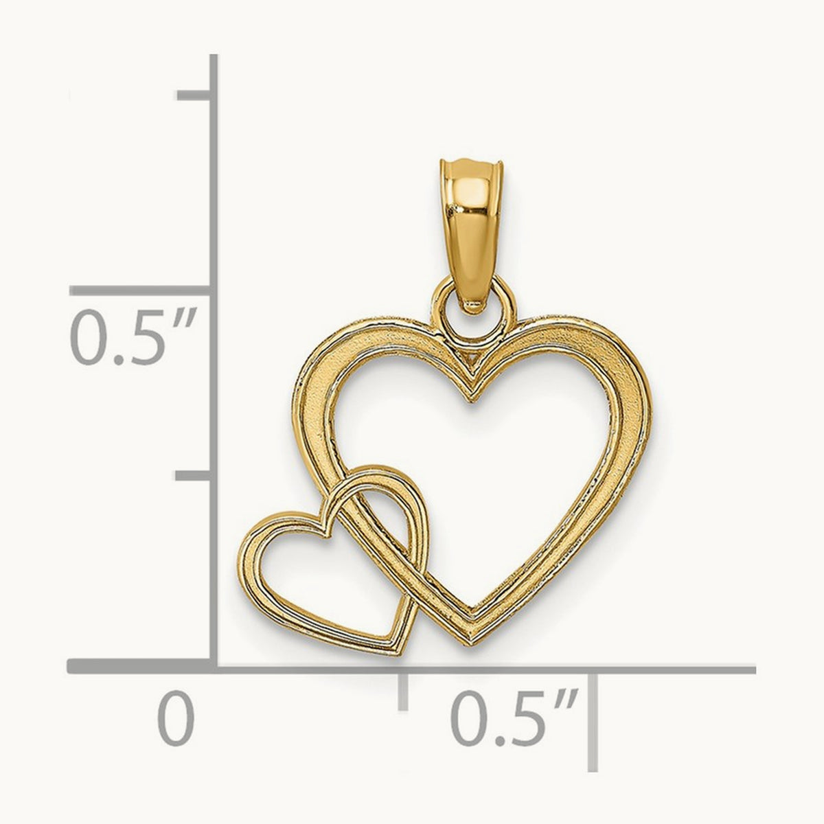 Flat Two Hearts Intertwined Charm, 14K