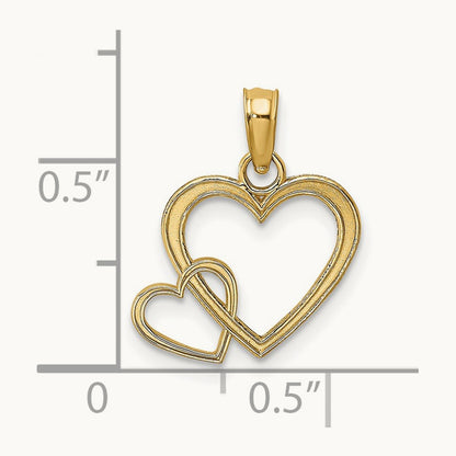 Flat Two Hearts Intertwined Charm, 14K