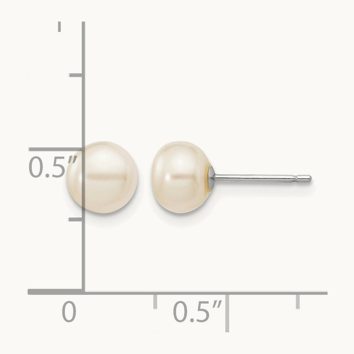 Button Freshwater Cultured Pearl Stud Post Earrings — 14K White Gold