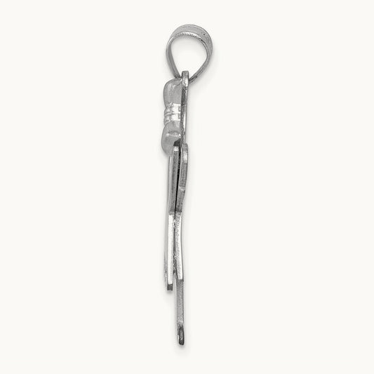 Complete Girl w/Bow on Right Diamond Charm, 14K White Gold