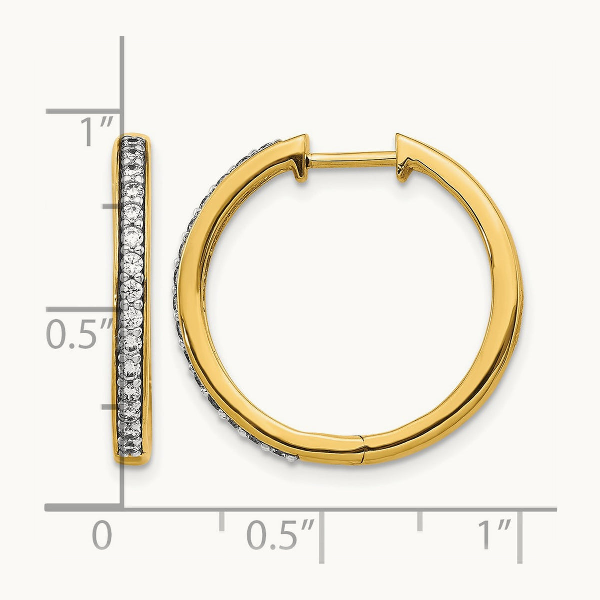 Hinged Hoop Earrings, 0.25-1.00 ct tw Lab-Grown Diamond — 1/3 ct, 14K Yellow Gold