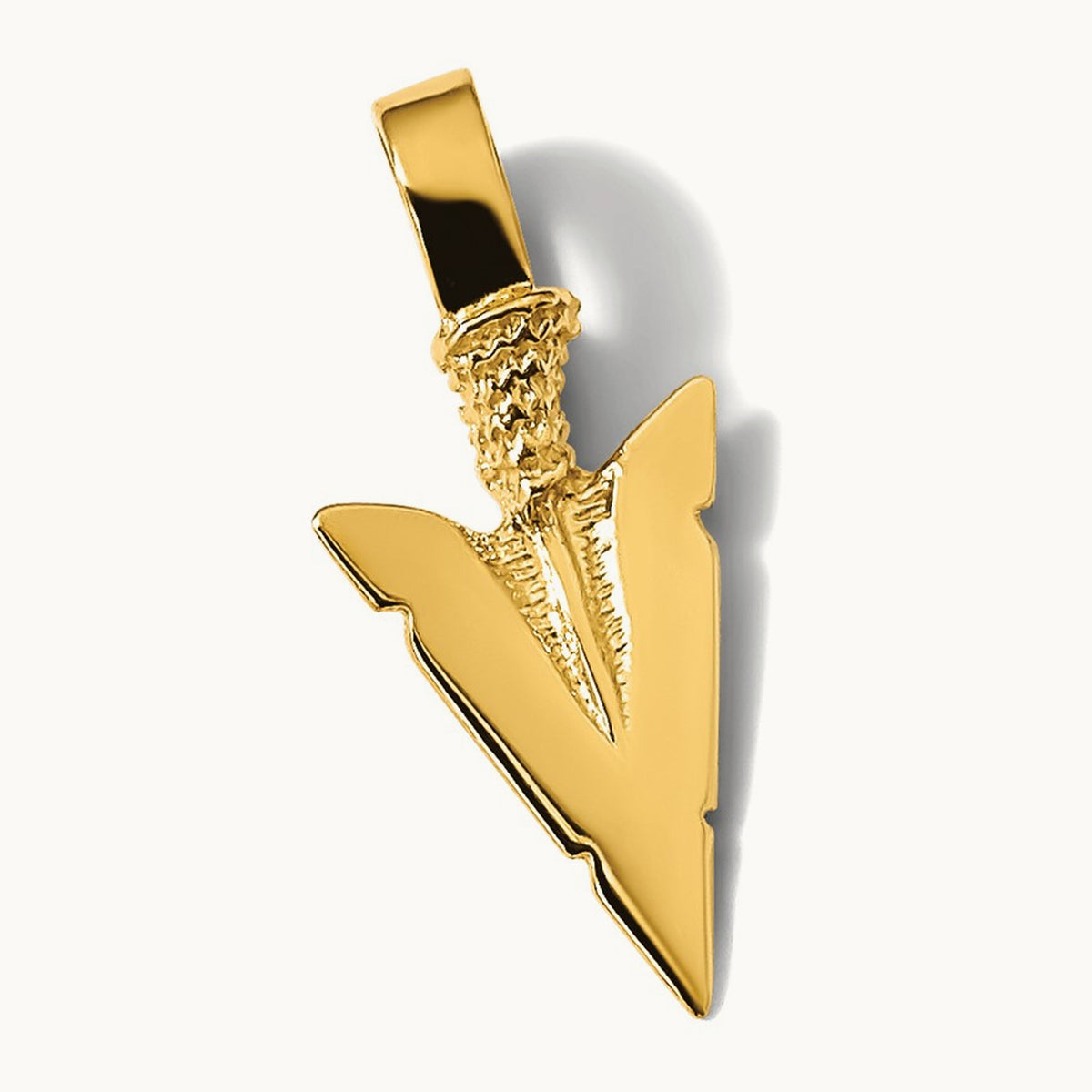 3-D Arrowhead Charm — 14K Yellow Gold