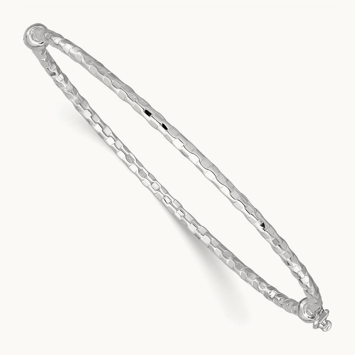 Textured Hinged Bangle Bracelet, 14K White Gold