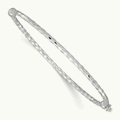 Textured Hinged Bangle Bracelet, 14K White Gold