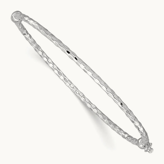 Textured Hinged Bangle Bracelet, 14K White Gold