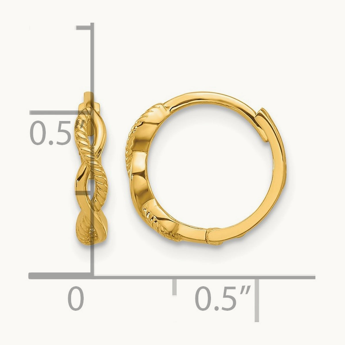 Polished and Textured Braided Hinged Hoop Earrings, 14K