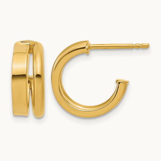 Polished 2-Row J-Hoop Post Earrings — Leslie's — photo set