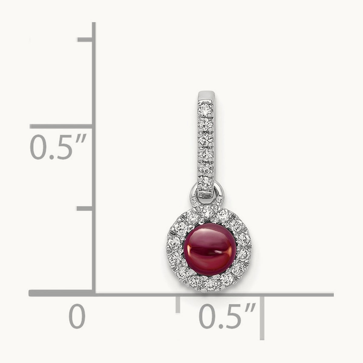 Diamond and Cabochon .47 Garnet Pendant, 14K White Gold