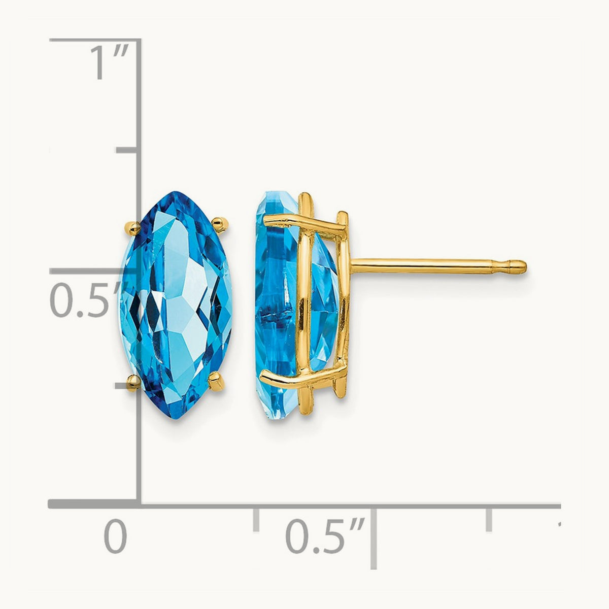12x6mm Marquise Blue Topaz earring, 14K