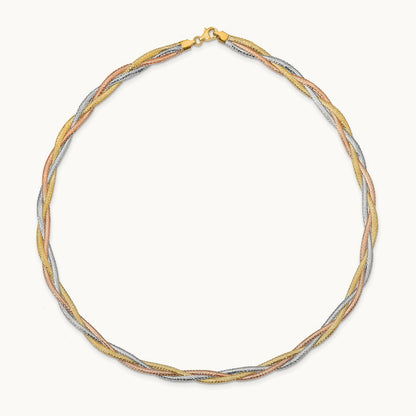 w/Wht Rhodium/Rose Gold-plat Polished Mesh Necklace, 14K — Leslie's