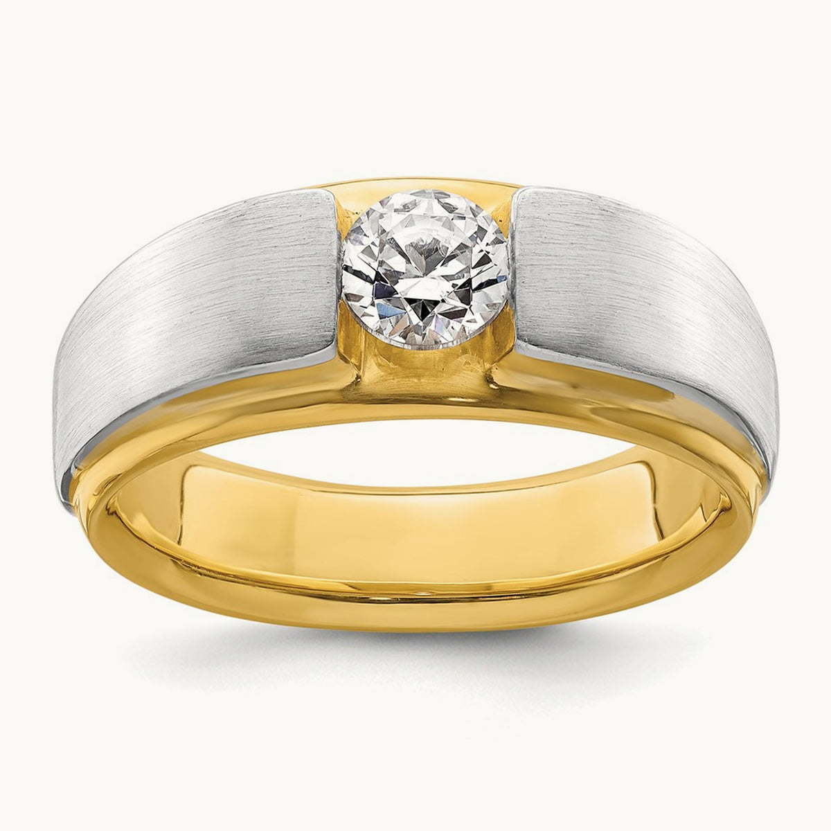 Satin Men's Ring, 0.75 ct tw Lab-Grown Diamond